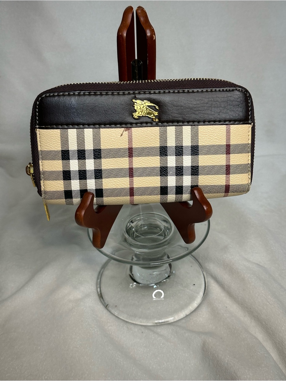 Burberry Blue Label Classic Checkered Double Zip Wallet
